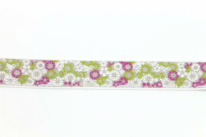 Band med rosa / gröna blommor. 2,5 meter