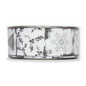 Dekorband, vit/svart, julmix, 40 mm (3 meter)