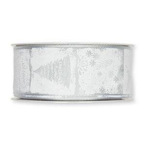 Dekorband, vit/grå, julmix, 40 mm (3 meter)