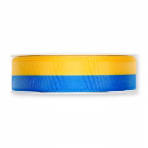 Blågult Sverigeband, 25 mm. (3 meter)