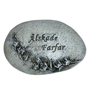 Sten med text Älskade Farfar