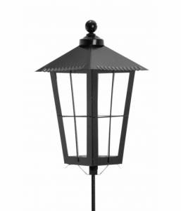 Gravlykta med kula. svart, 30 cm, klart glas