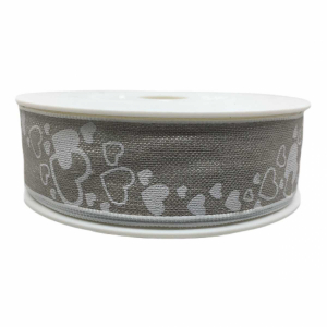 Beige band med hjärtan, 25mm, (3m)
