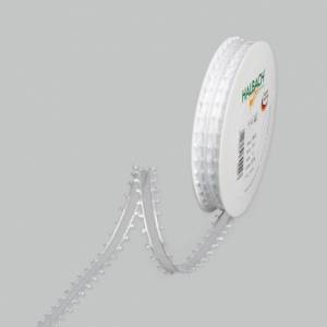 Vitt band med dekorativ kant, 12 mm (20 meter)