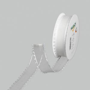 Vitt band med dekorativ kant, 30 mm (20 meter)