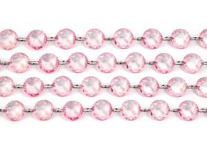 Girlang med ljusrosa kristaller, 1 m