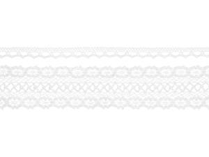 Spetsband, vit. 2 olika sorter. 2 x 1.5 meter