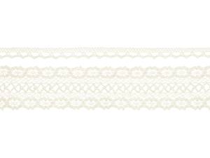 Spetsband, Creme. 2 olika sorter. 2 x 1.5 meter
