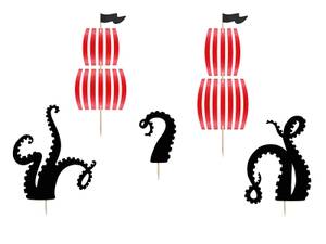 Tårtdekorationer Pirattema 5 olika