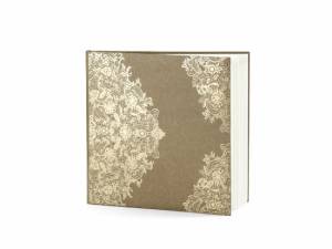Gästbok i kraftpapper, ornament i guld, 22 sidor