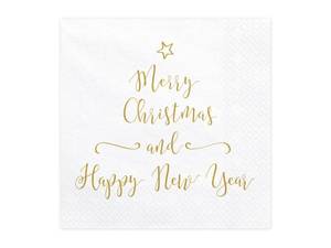 Servetter Merry Christmas and Happy New Year, 33x33cm