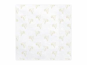 Servetter med guldfärgade duvor. 33 x 33 cm