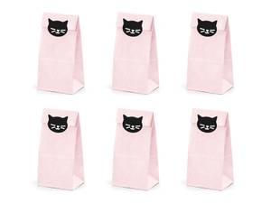 Papperspåse med etiketter. Rosa, 6 st