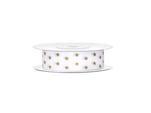 Satinband med guldfärgade stjärnor,  ( 9 m )