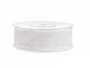 Chiffongband med satinkant, vit, 25 m
