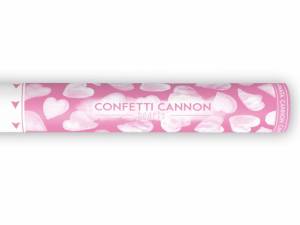 Konfettikanon med vita hjärtan
