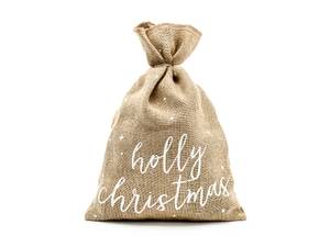 Jutesäck, Holly Christmas, 30x42 cm