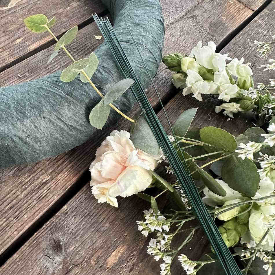 Blomtråd / skafttråd Grön. 0,9 mm. 40 cm ( ca 20 st )