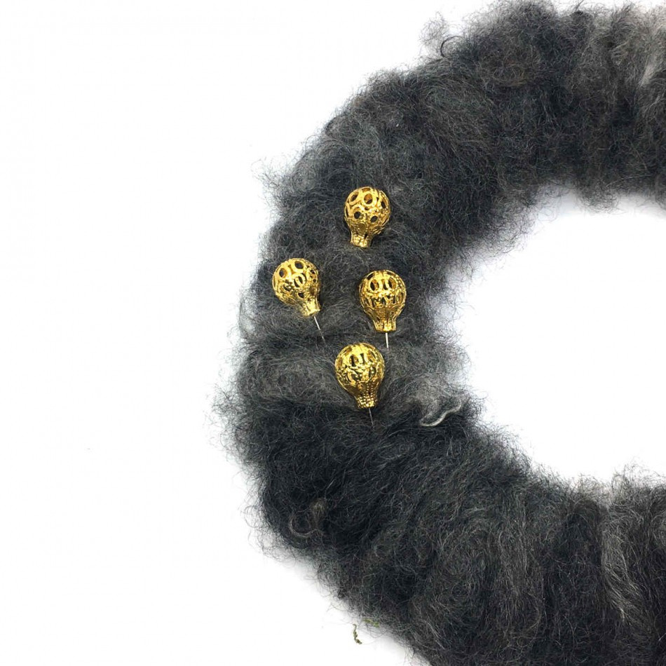 Guldfärgad dekorationsnål krona 4st 20mm