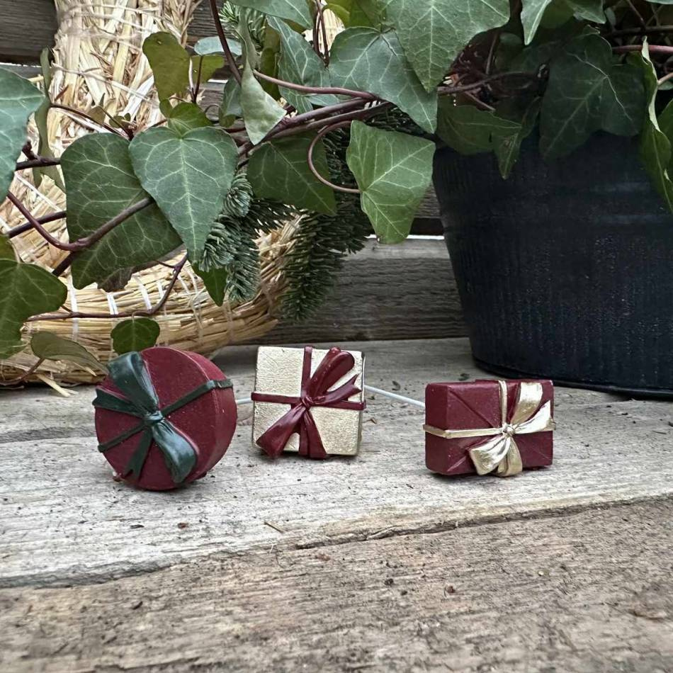 Paket, Röda och Guldfärgade, 3 st olika, 4 cm