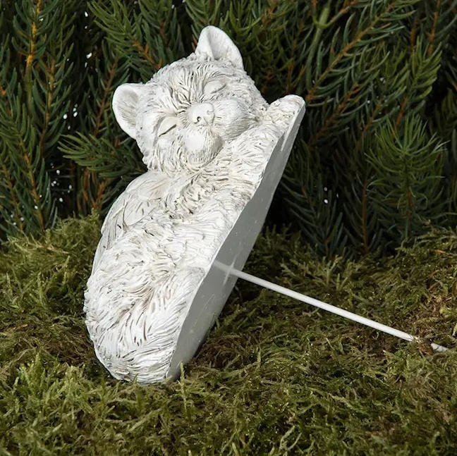 Hundängel lurvig vit, sovande. ca 13x7x7 cm