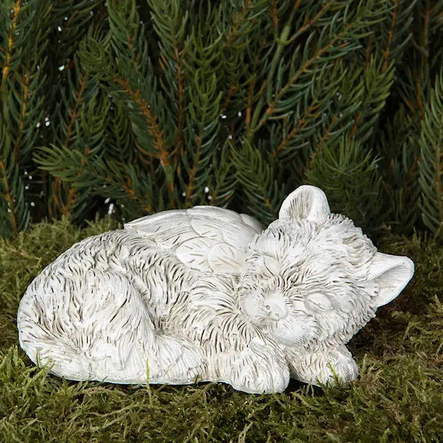 Hundängel lurvig vit, sovande. ca 13x7x7 cm