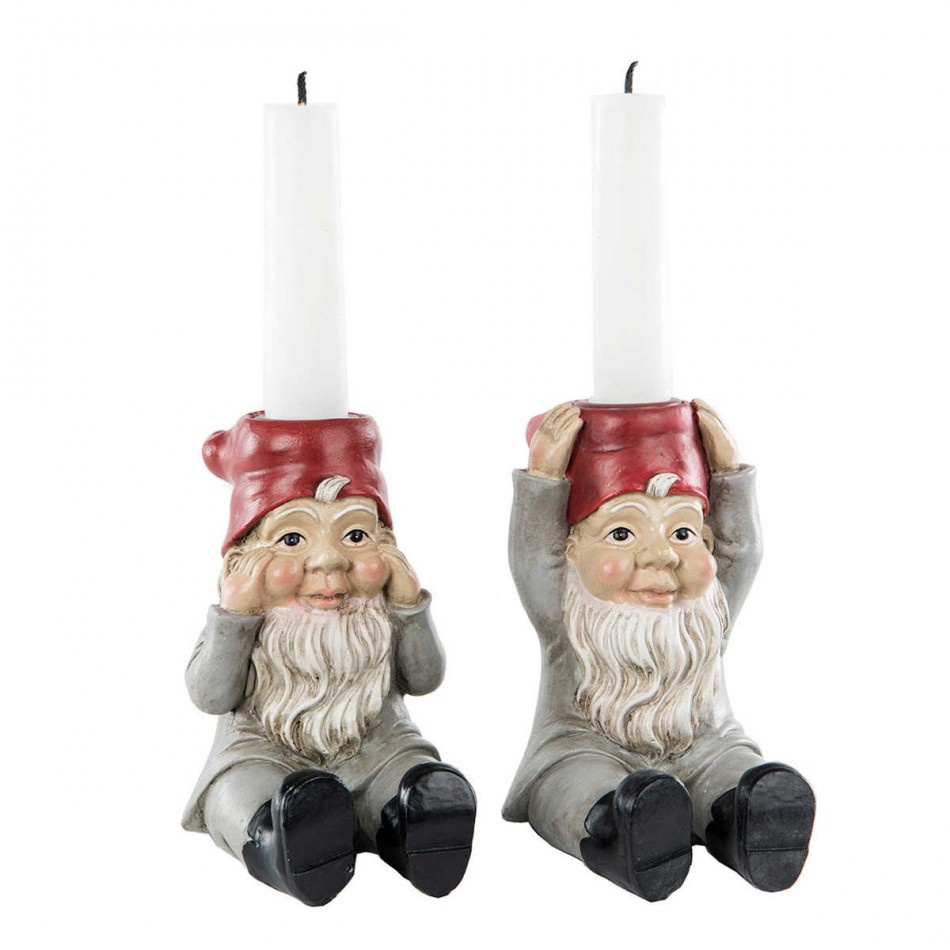 Tomte / Ljusstake, Grå, 2 olika storlekar