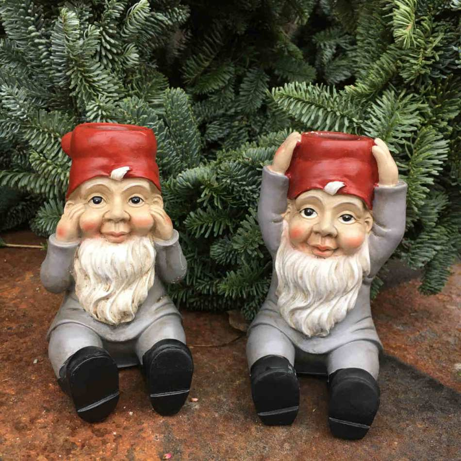 Tomte / Ljusstake, Grå, 2 olika storlekar