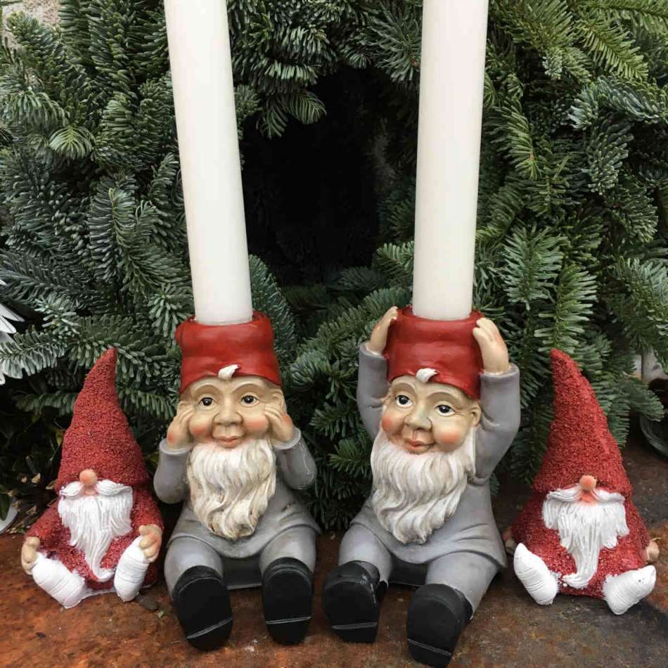 Tomte / Ljusstake, Grå, 2 olika storlekar