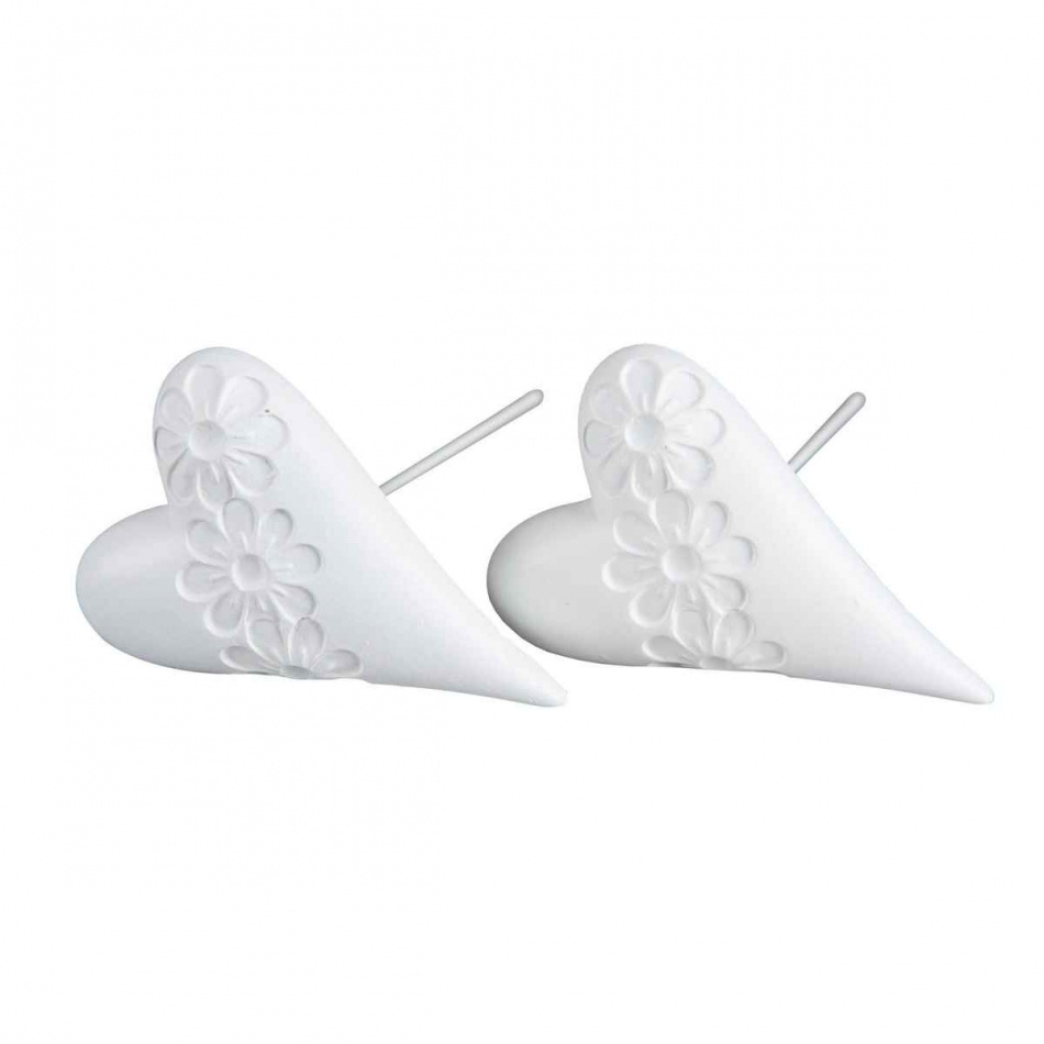 Hjärtan med mönster, vita. 2st