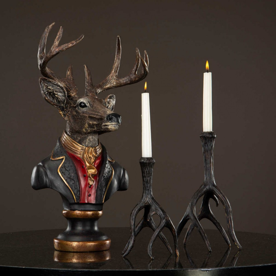 Renhornsformad ljusstake. 24 cm