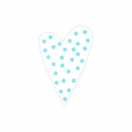 Vitt hjärta med blåa prickar