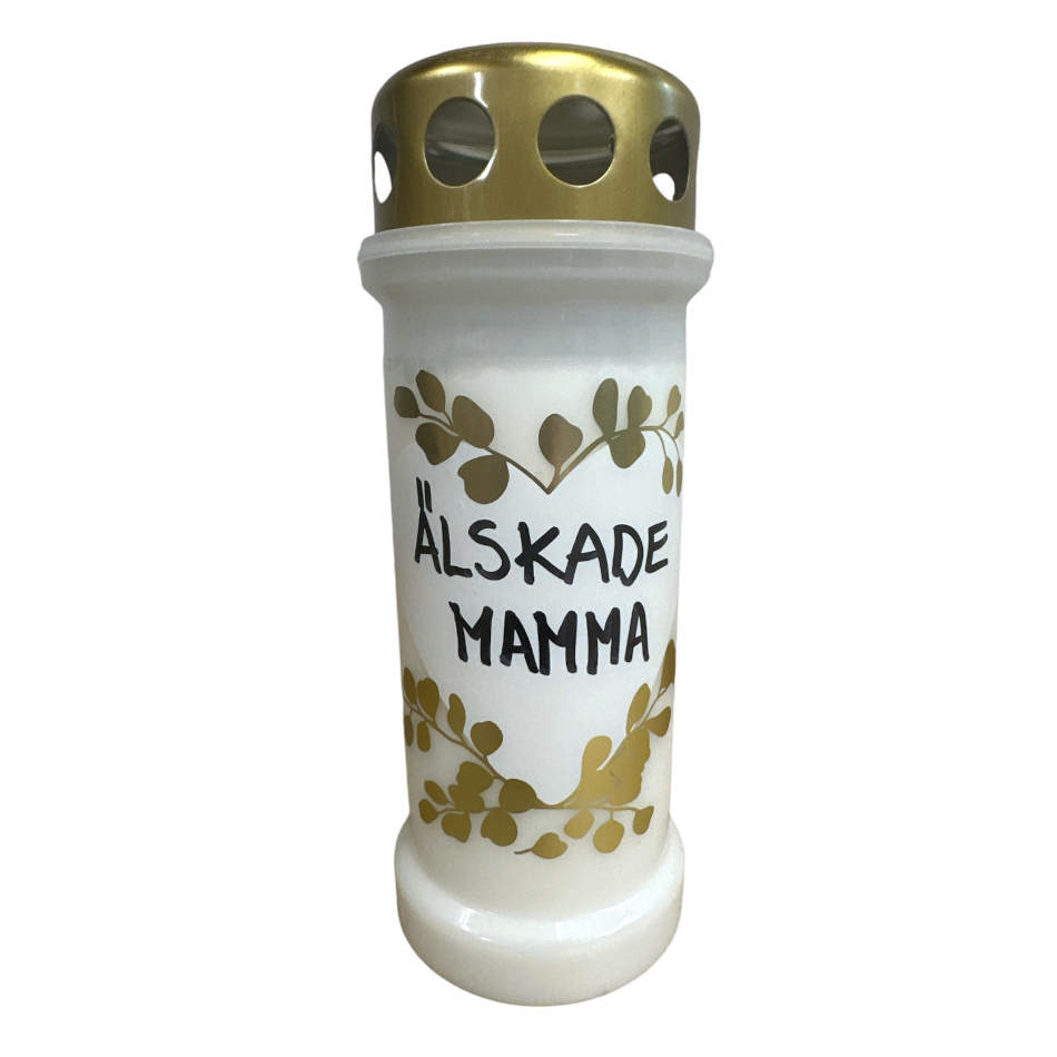 Gravljus Oljeljus med texten Älskade Mamma