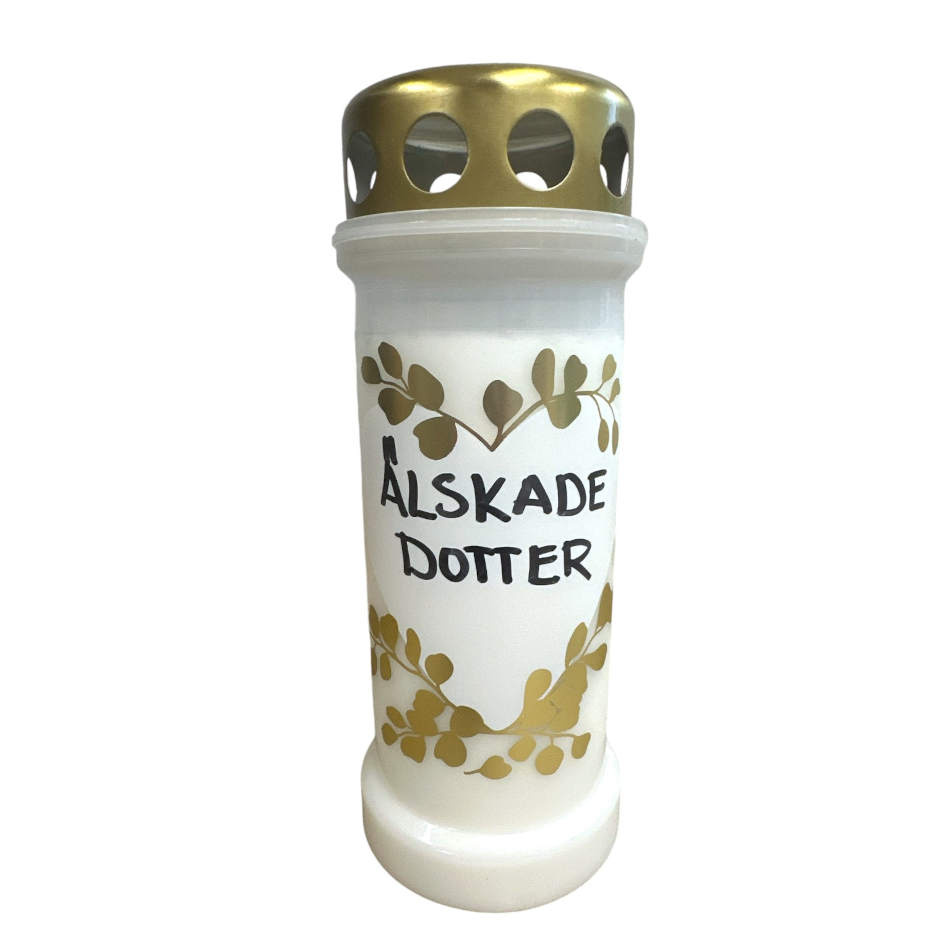 Gravljus Oljeljus med texten Älskade Dotter