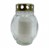 Gravlykta av glas med guldlock. Brinntid ca 48h Gravlykta av glas med guldlock. Brinntid ca 48h