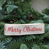Dekorband Merry Christmas Natur/Röd 2 m Dekorband Merry Christmas Natur/Röd 2 m