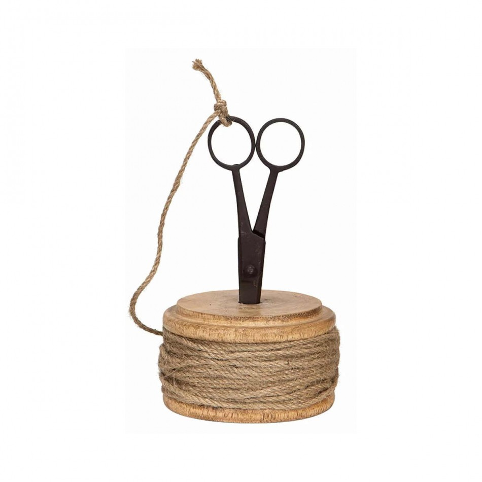 Snörhållare med sax Dekoration , naturfärgat snöre