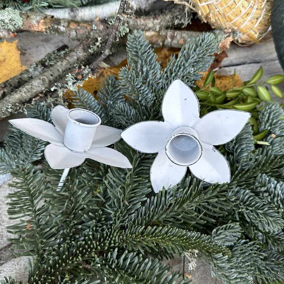 Ljushållare, kronljus, blomma, vit. 4 st