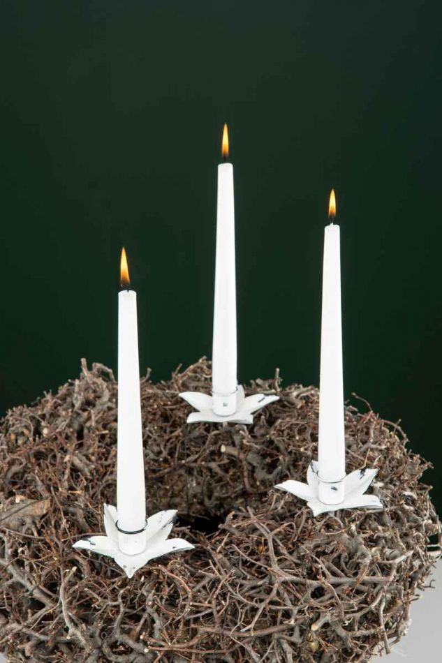 Ljushållare, kronljus, blomma, vit. 4 st