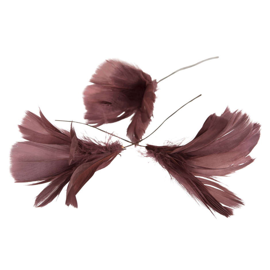Blomformade fjädrar. Mörkrosa. 12 st