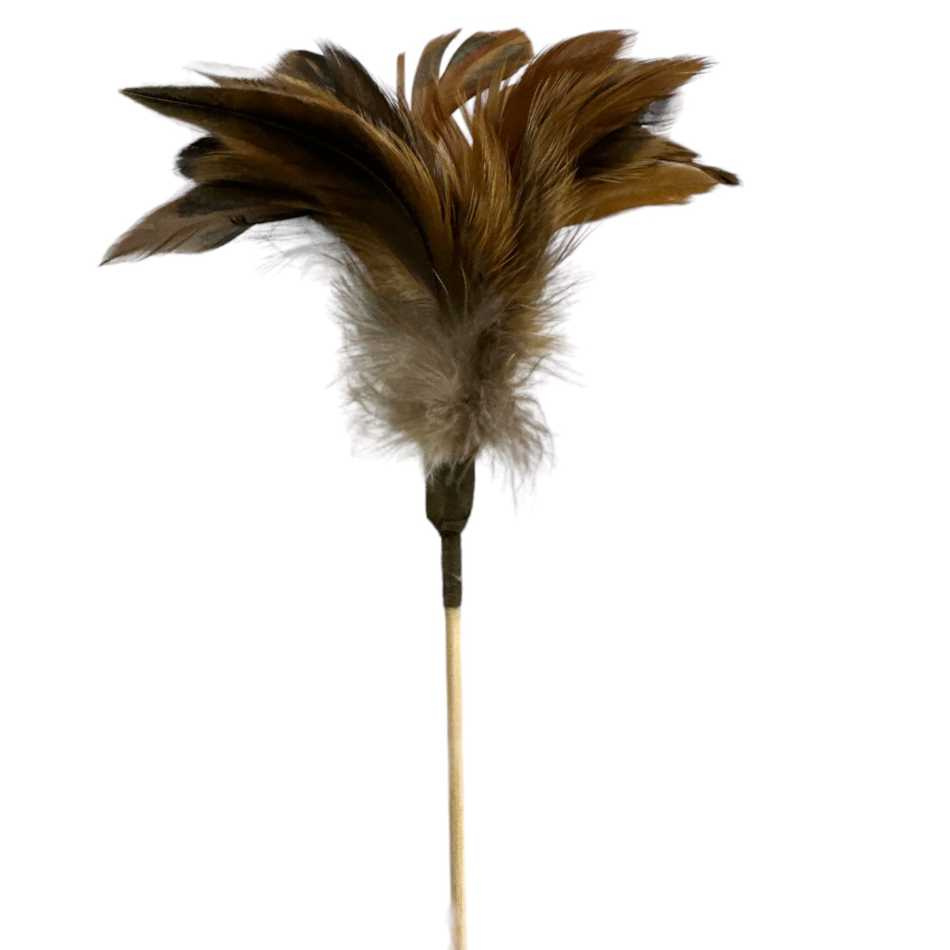 Fjädrar på pinne i bruna nyanser. 4 st.