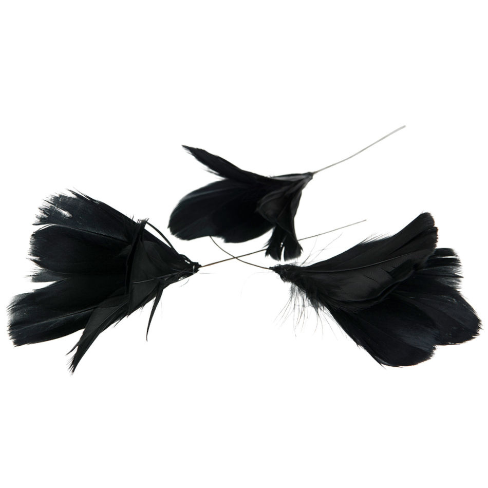 Blomformade fjädrar. Svarta. 6 st