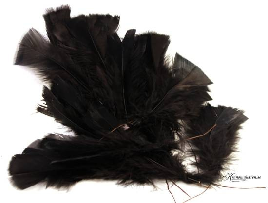 Fjädrar, trådade. 12 st vippor. Svart