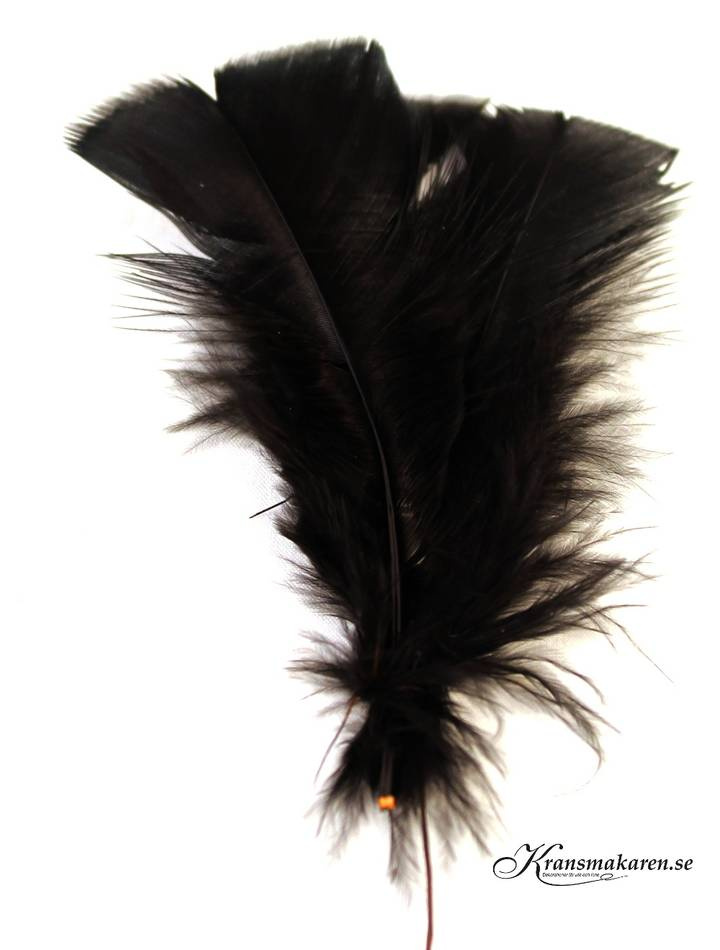 Fjädrar, trådade. 12 st vippor. Svart