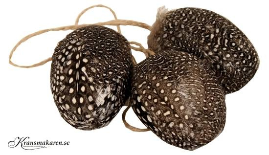 Ägg med pärlhönsfjädrar, 3st