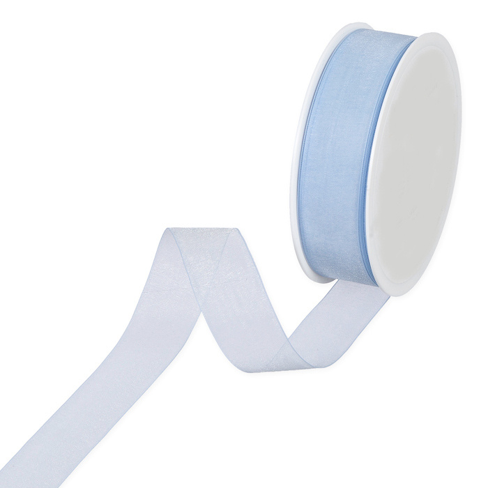 Organzaband, ljusblå, 25 mm, 50 m