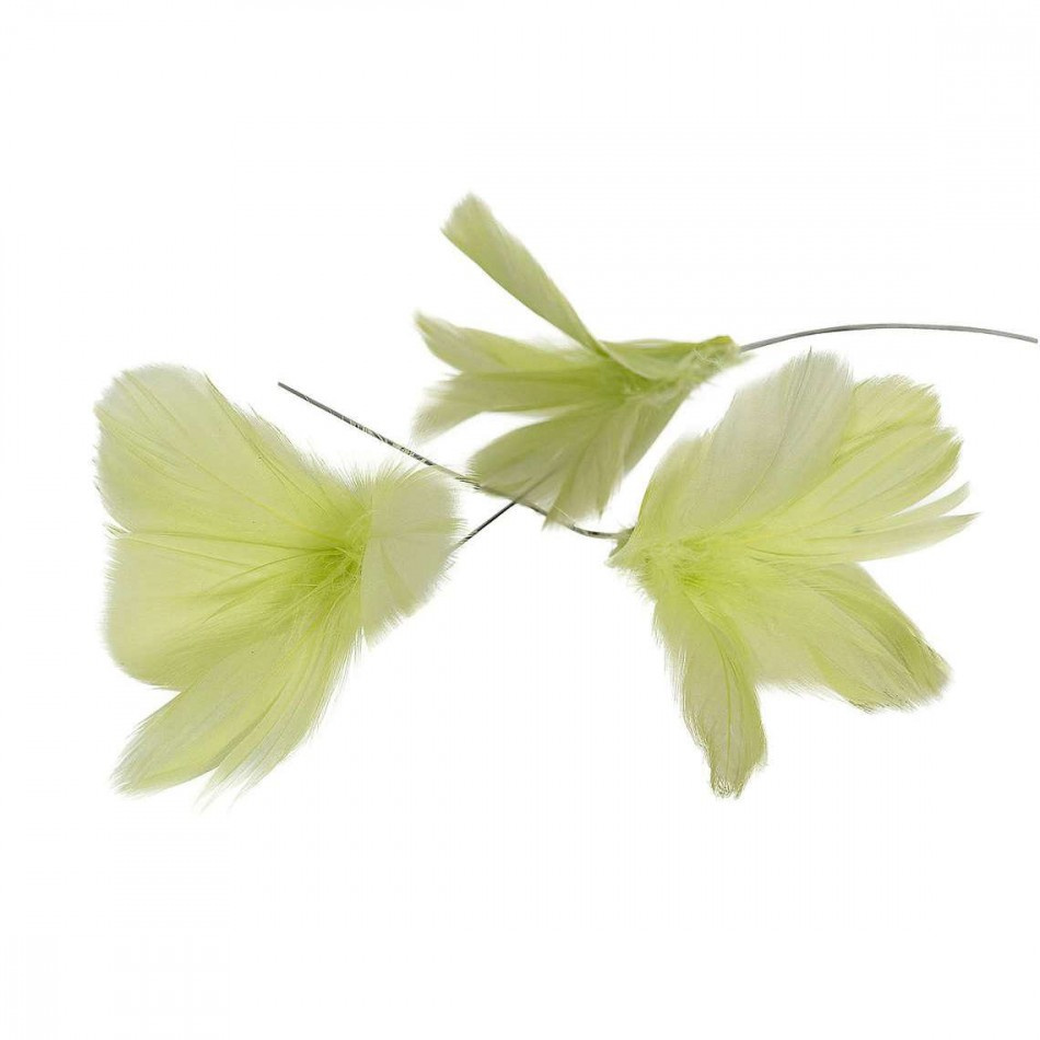 Blomformade fjädrar. Lime . 12 st