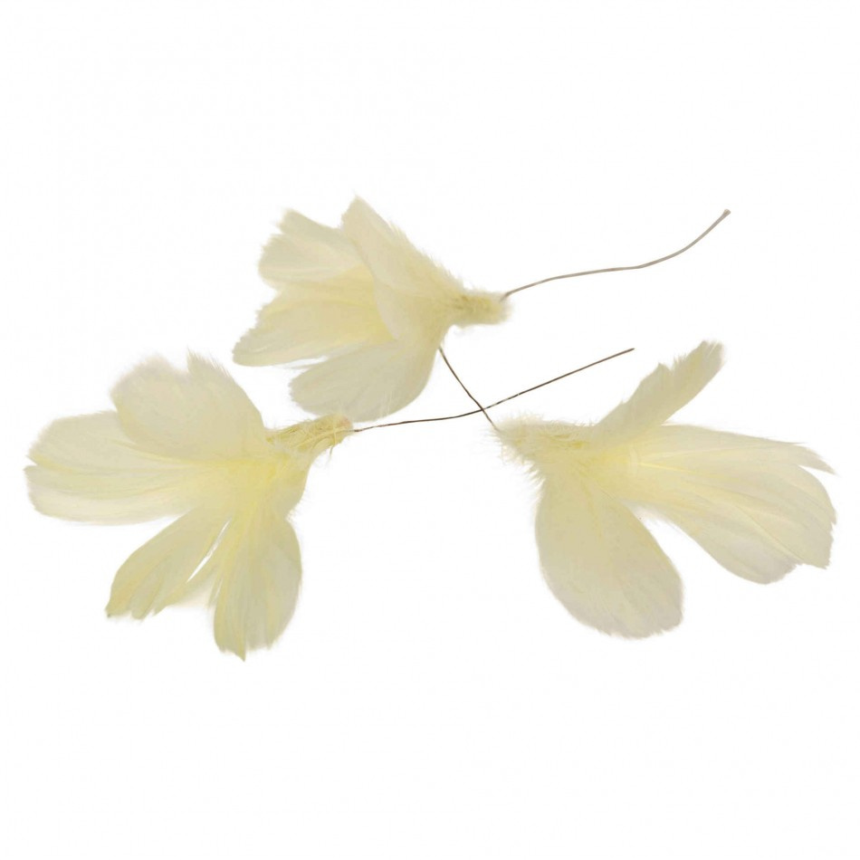 Blomformade fjädrar. Gul. 6 st