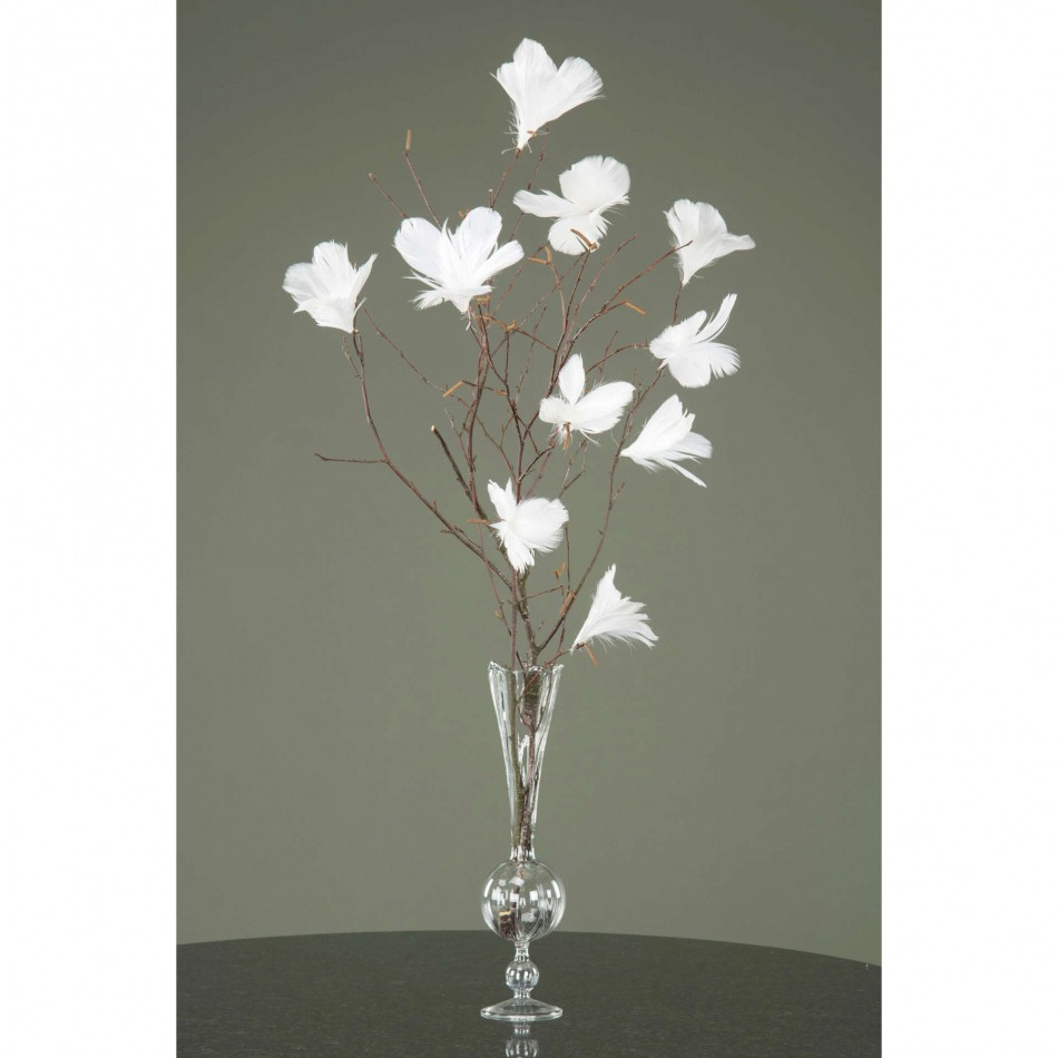 Blomformade fjädrar. Vit. 6 st