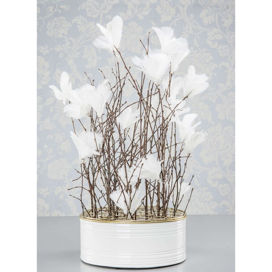 Blomformade fjädrar. Vit. 12 st